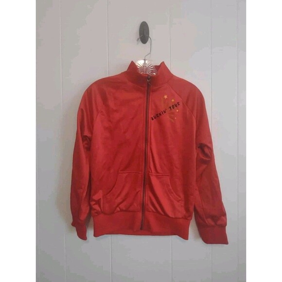 Bob Marley Catch A Fire Burning Tour Red Zip Up Jacket Size Youth Large - Picture 1 of 4
